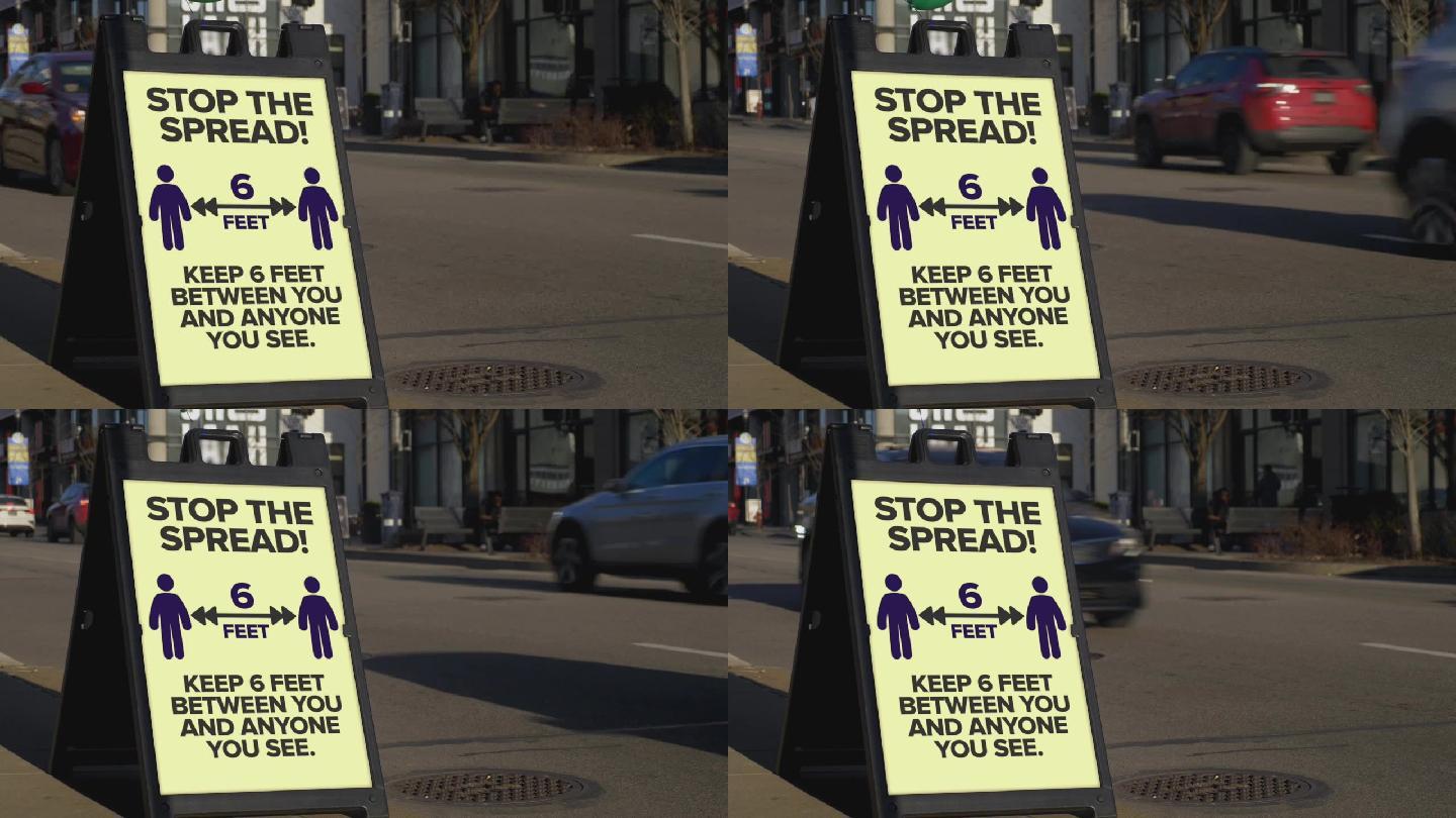 停止传播标志警告公众远离6英尺