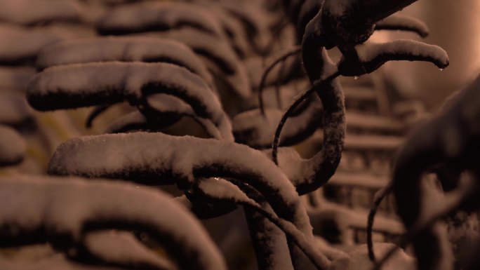 4k冬季人行道自行车落雪合辑