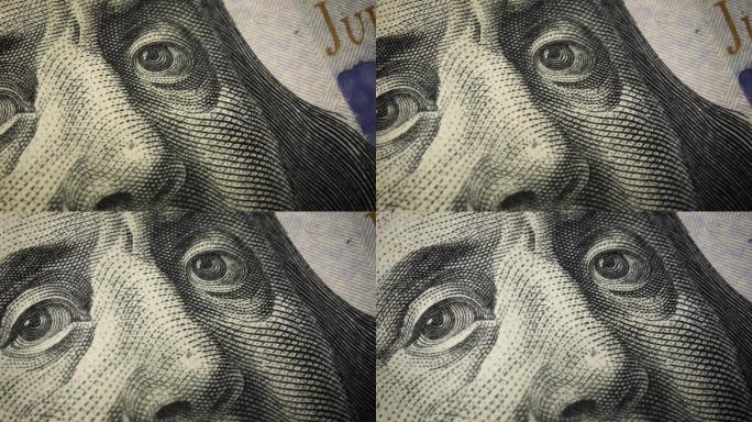 美国100美元纸币在特写宏观视图