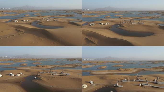 内蒙乌海湖生态旅游乌海宣传片沙漠航拍4K