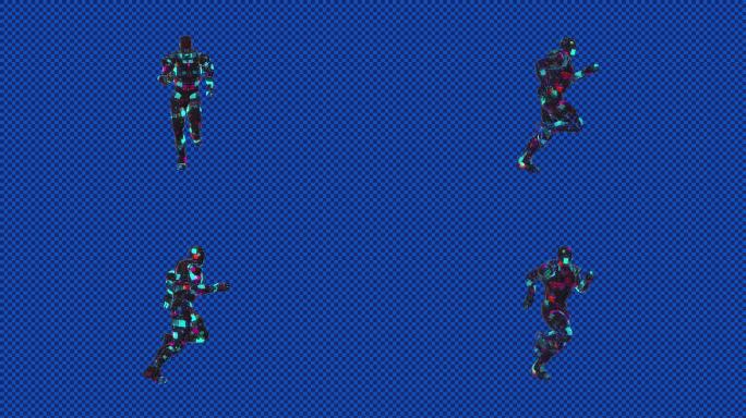 【素材包】三款炫光机器人跑步动画