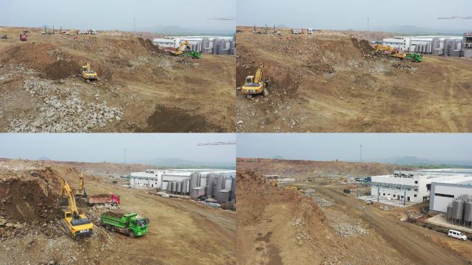 工厂建设 挖掘机 挖土方 工程机械 矿山