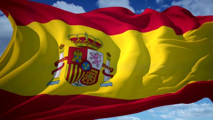 西班牙国旗旗帜旗子飘扬