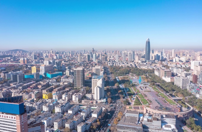 济南泉城广场航拍延时4K