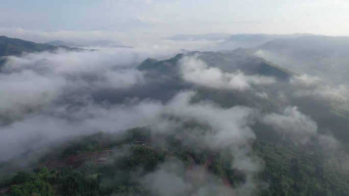 重庆渝北区兴隆云海山川航拍4K