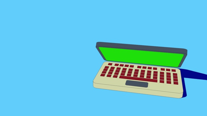 绿色屏幕笔记本电脑动画