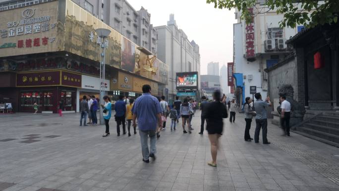 安徽合肥繁华的商业街步行街 延时素材
