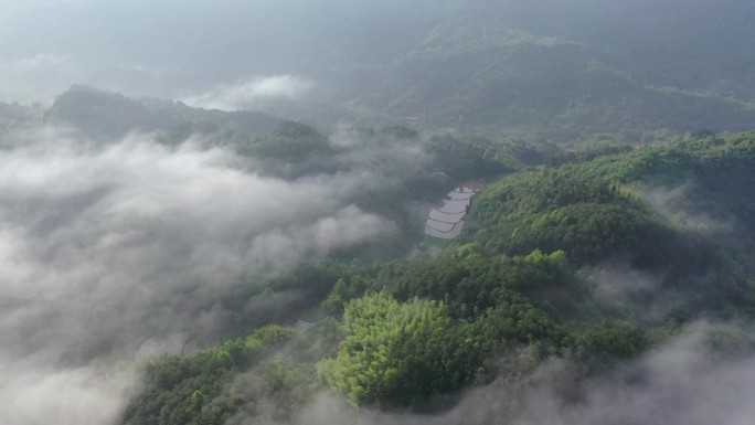 重庆渝北区兴隆云海山川航拍4K