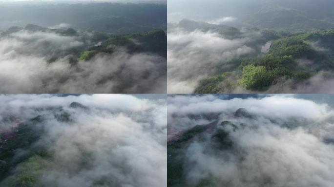 重庆渝北区兴隆云海山川航拍4K