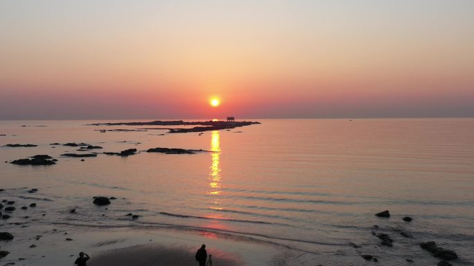 海上日出航拍