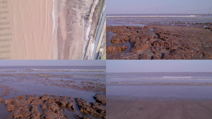 4k航拍-黄海海边滩涂地貌