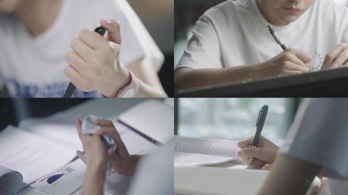 【4k】学生学习写字转笔按笔团纸扔纸团