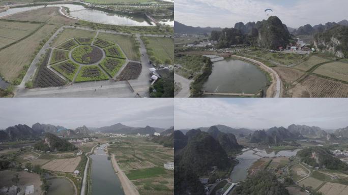 航拍5k英德九龙小镇滑翔伞