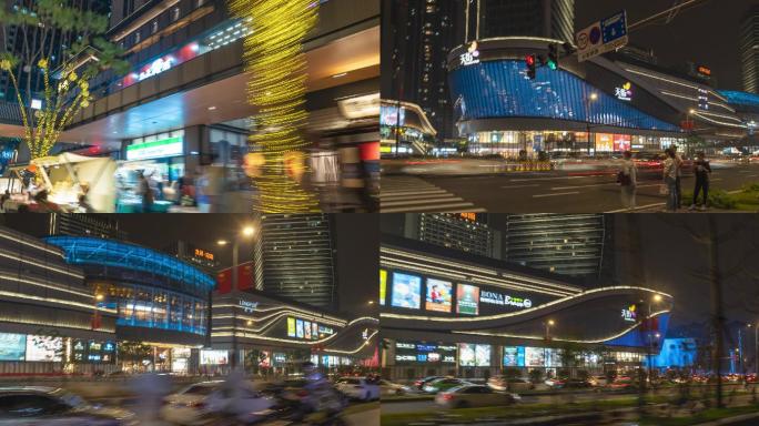 夜晚城市夜景大范围延时4k