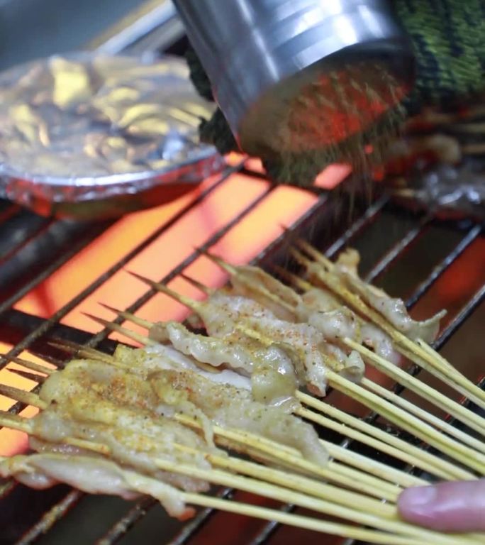 竖版烧烤视频、串串、美食、夜宵、烤羊肉串