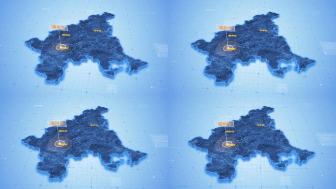 广东潮州市三维地图科技感ae模板