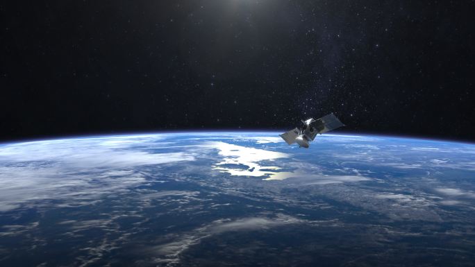 人造卫星围绕在地球上空飞行