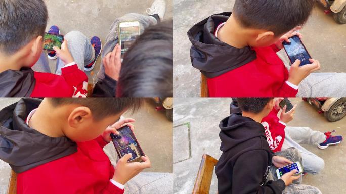 玩手机游戏，看抖音，小孩眼睛近视4K视频