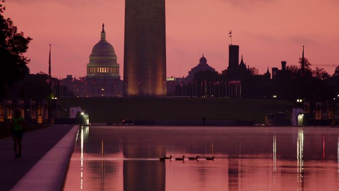 黎明时分的华盛顿特区国家广场