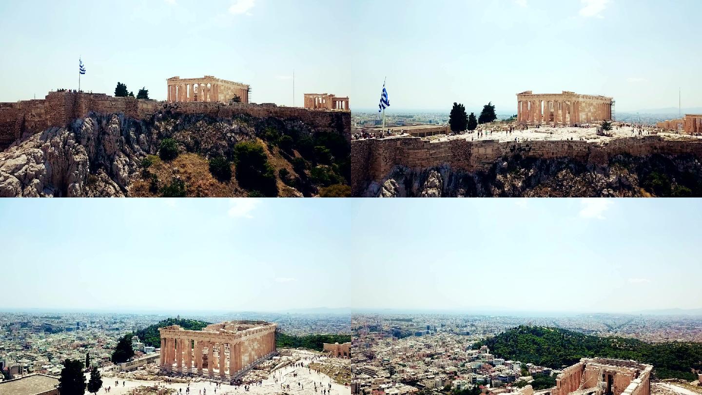 雅典-希腊鸟瞰图城市快速高速发展商务航拍