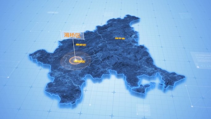 广东潮州湘桥区三维地图科技感
