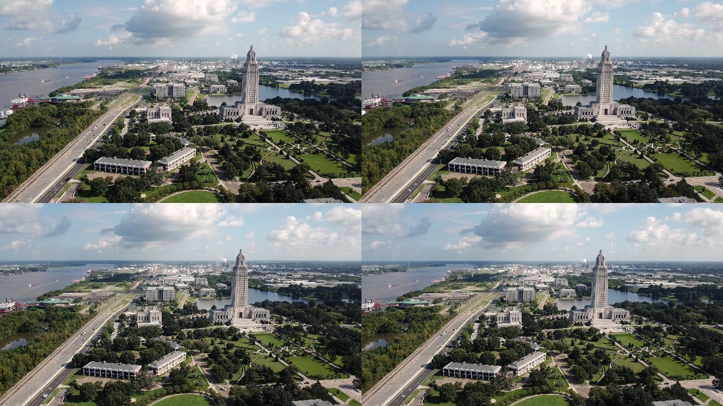 路易斯安那州首府城市建筑快速发展航拍延时
