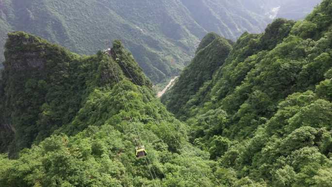 航拍大峡谷索道 游览车 柴埠溪大峡谷