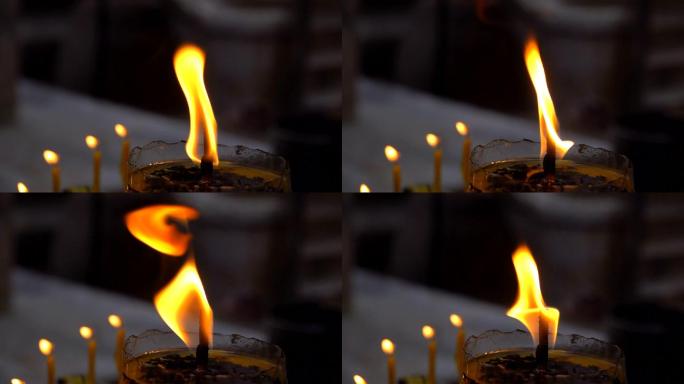蜡烛火焰燃烧，慢动作