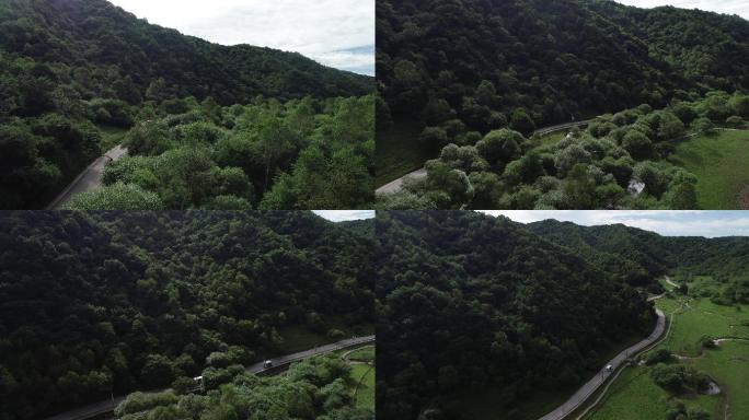 宝鸡大水川旅游度假区大水川景区航拍秦岭