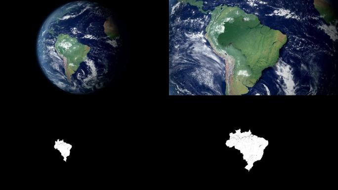 以巴西为中心的地球缩放