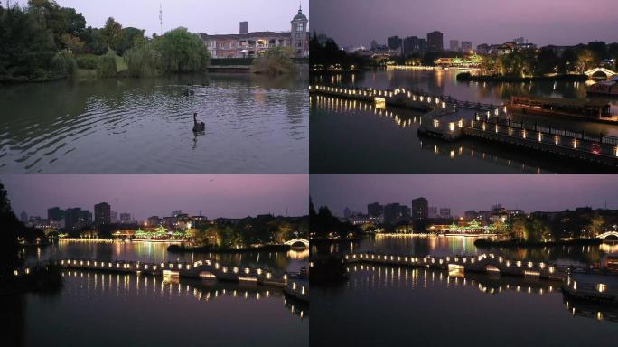 南通城区景观夜景航拍