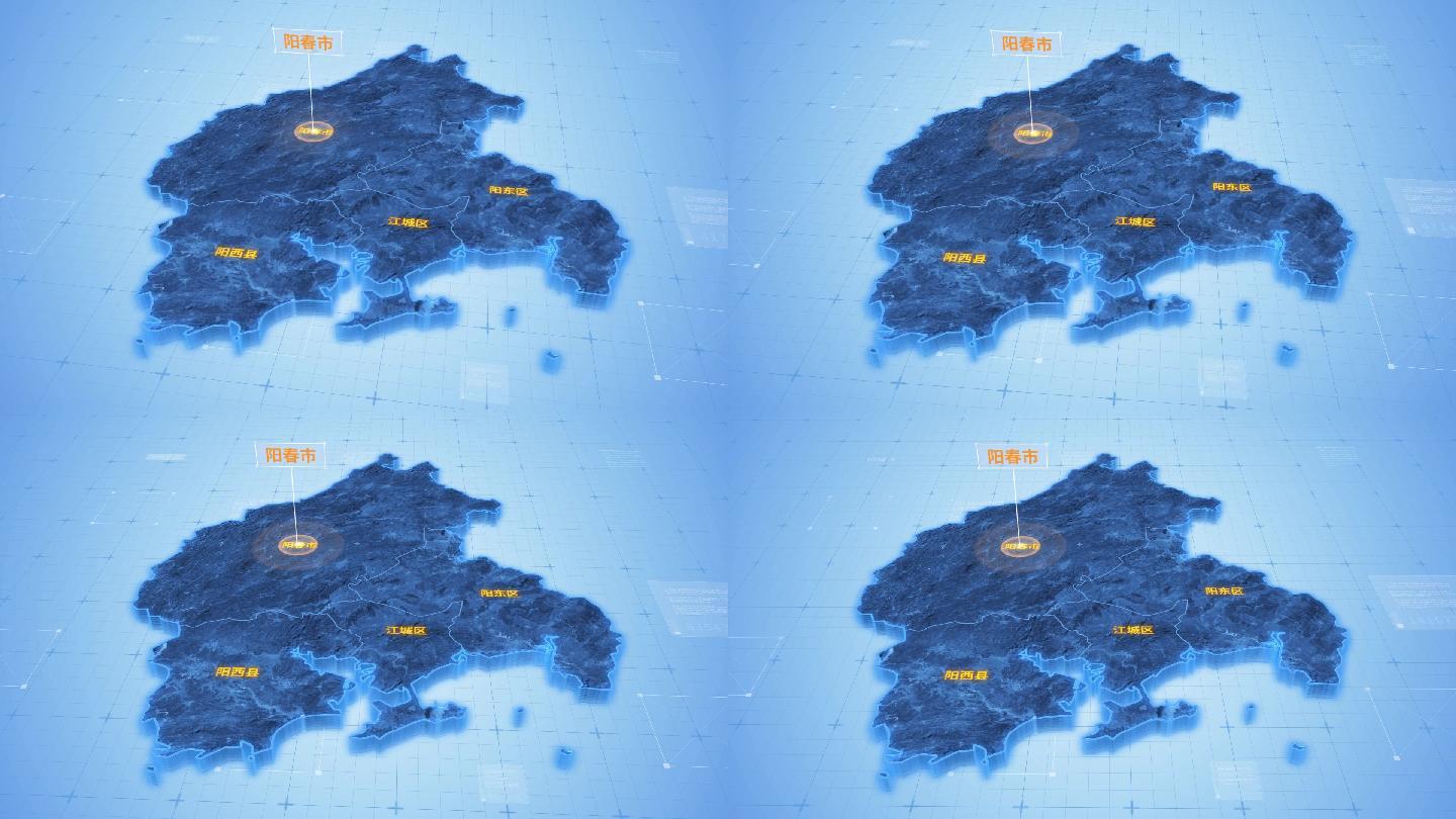 广东阳江阳春市三维地图科技感ae模板