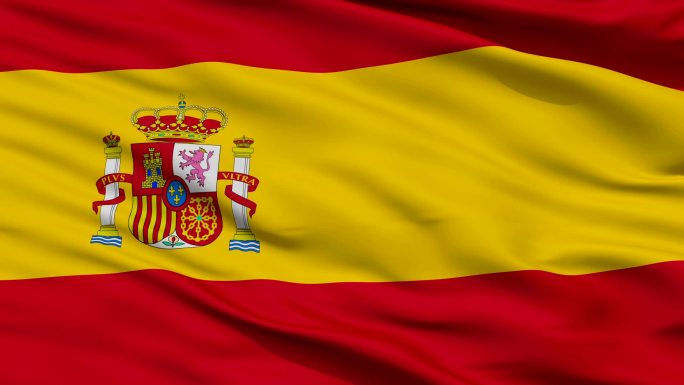 西班牙国旗特写逼真动画