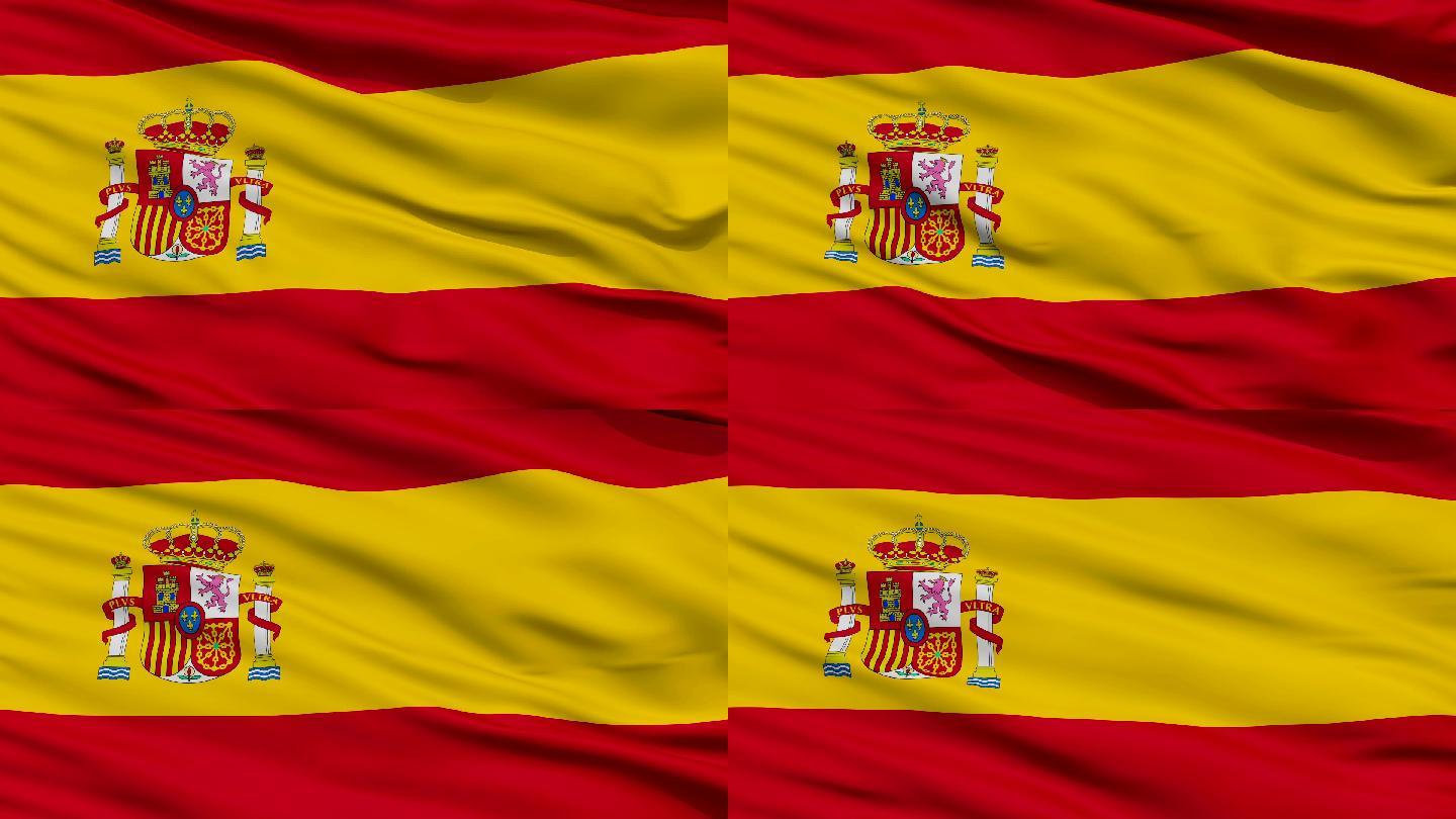 西班牙国旗特写逼真动画