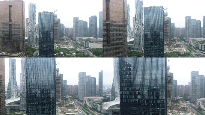 杭州钱江新城现代化城市建设风光航拍空镜