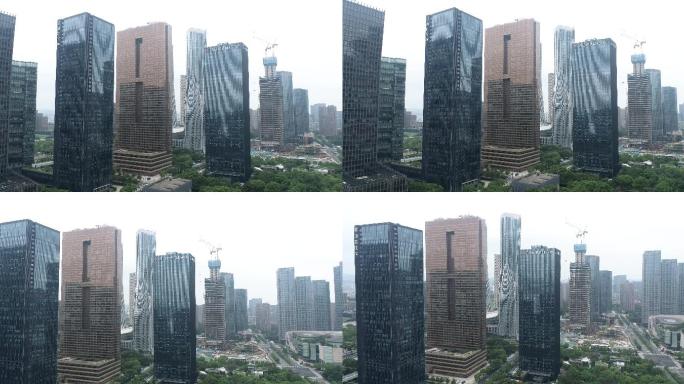 杭州钱江新城航拍空镜现代大楼