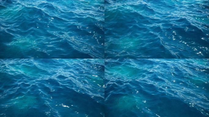 海水中的蓝色波浪。