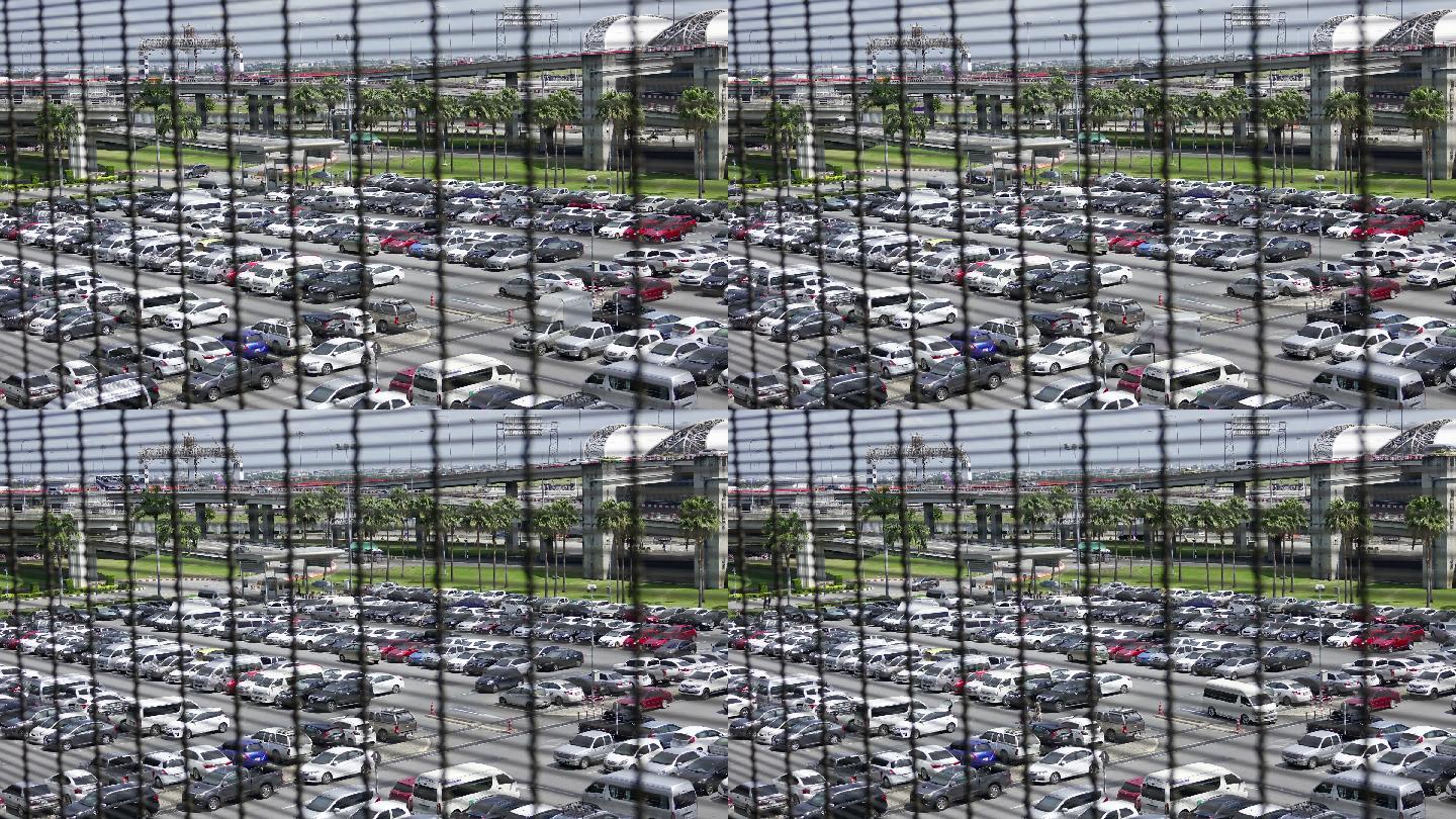 机场停车场视野的时间推移。
