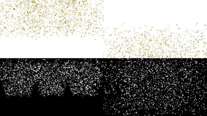 金色五彩纸屑爆炸抠像通道透明素材特效动画