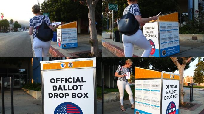 中年妇女邮寄缺席选民选票