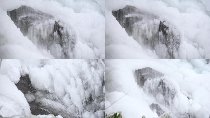 冬天龙苍沟雪景冰雪河谷河流唯美冰雪景致