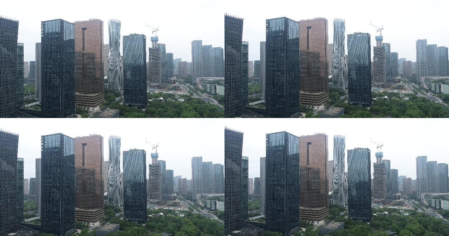 杭州钱江新城大楼航拍空镜