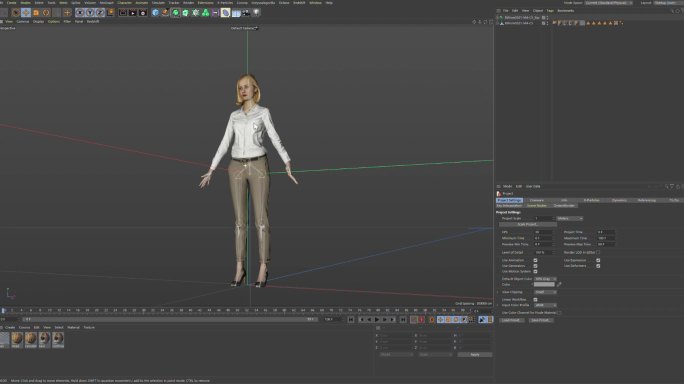 商务女士带绑定真实扫描角色动画模型C4D