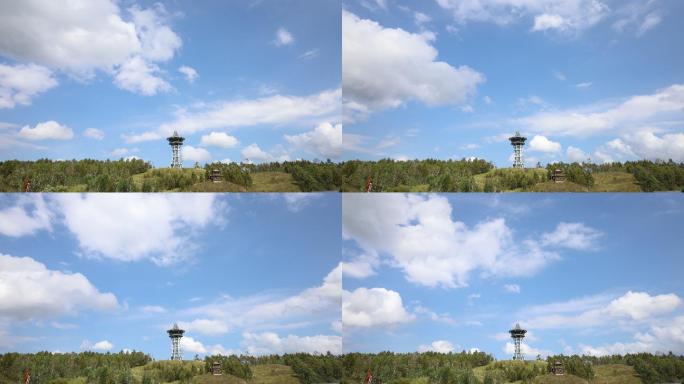 [延时摄影]行走的云彩和南瓮河观光塔