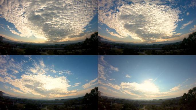 大气震撼的云层遮日-云彩延时摄影