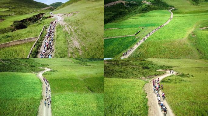 高原山地自行车赛事4K航拍