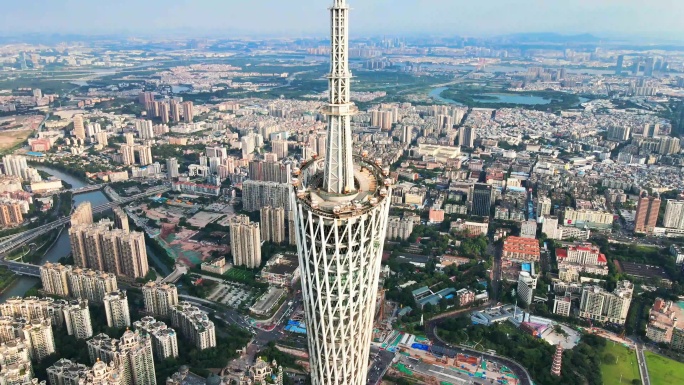 广州城市多建筑多镜头航拍7分钟