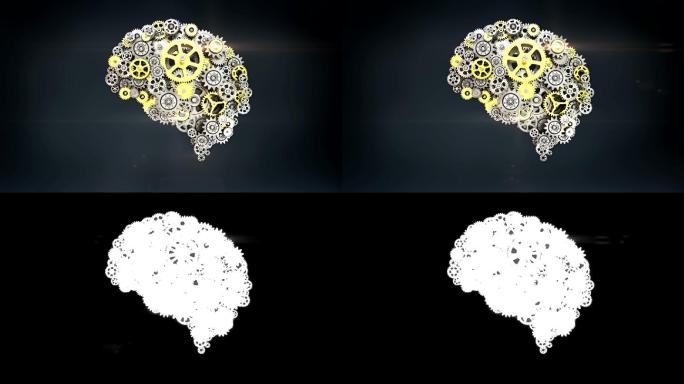金色齿轮制造人脑形状