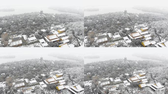 杭州西湖冬季雪景4K航拍
