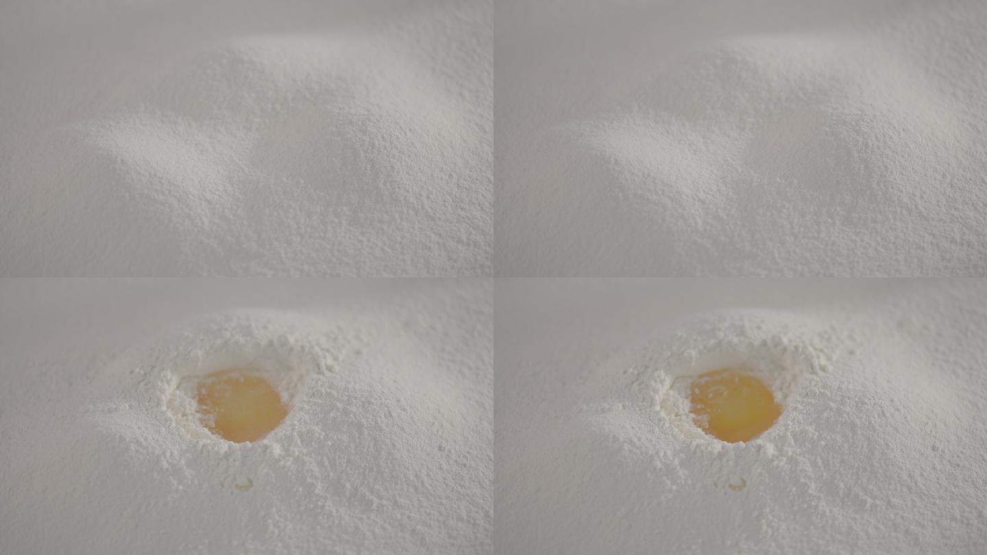 鸡蛋掉落面粉4K【原始素材】